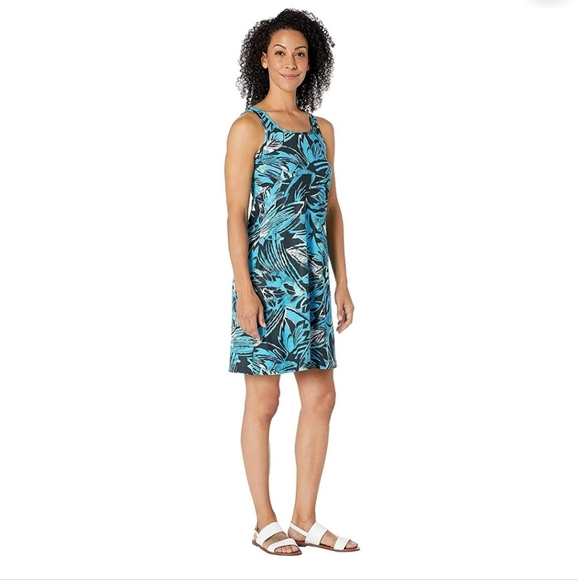 Columbia PFG Omni Freeze Sleeveless Dress Blue Floral Womens Size M - Picture 1 of 9